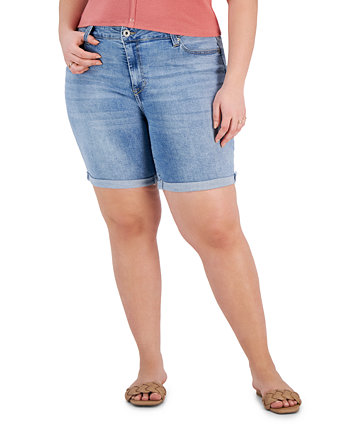 Модные джинсовые шорты-бермуды больших размеров с манжетами Celebrity Pink