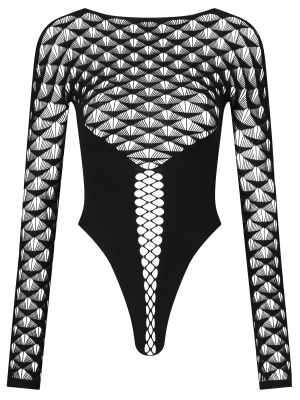 Ann Summers captive bodysuit with fan print in black Ann Summers