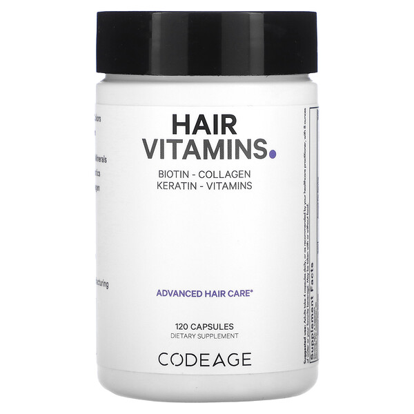 Витамины, для волос, 120 капсул Codeage
