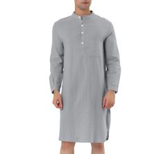 Men's Cotton Nightshirt Long Sleeve Sleepwear Pajama Dress Lars Amadeus