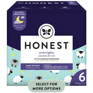 The Honest Company Overnight Baby Diapers, Sleepy Sheep, Size 6, 42 ct The Honest Company