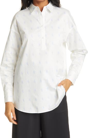 Хлопковая рубашка в горошек на пуговицах CLUB MONACO