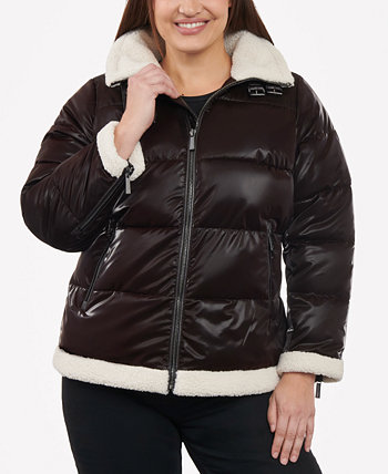 Женское блестящее пуховое пальто больших размеров из искусственной овчины, созданное для Macy's Michael Kors