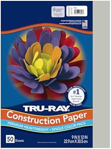 Pacon 103027 Tru-Ray Construction Paper, 76 lbs., 9 x 12, Gray, 50 Sheets/Pack Tru-Ray