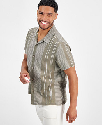 Мужская походная рубашка на пуговицах в фактурную полоску Rhodes GUESS