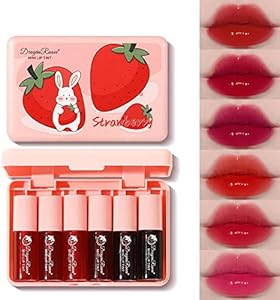 6 Colors Lip Tint Stain Set,Korean Velvet Water Lip Tint,Natural Lip and Cheek Tint, Long lasting Non-Stick Cup Waterproof Lip Tint Makeup Minfei