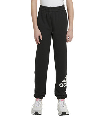 Big Girls Elastic Waistband Essential Sportswear Logo Fleece Jogger Pants Adidas