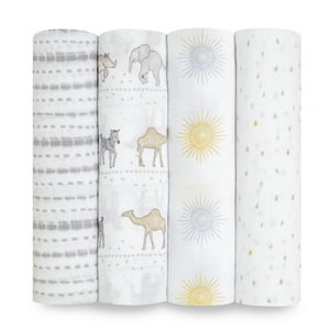 Aden + Anais™ Essentials, Cotton Muslin Swaddle Blanket, Sunshine, Unisex, Infants, 4-Pack Aden + anais