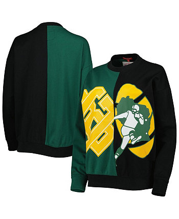 Женский зеленый, черный свитшот-пуловер с большим лицом Green Bay Packers Mitchell & Ness