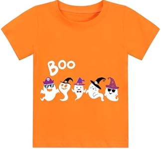 Toddler Little Boy Girl Halloween Shirt Kid Pumpkin Face Glow in The Dark Skeleton Truck Tshirt Short Sleeve Tee Top Ddsol