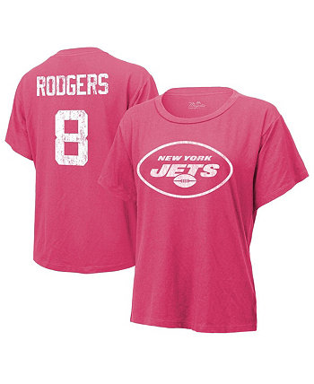 Женские нитки Aaron Rodgers Розовая футболка с именем и номером New York Jets Majestic