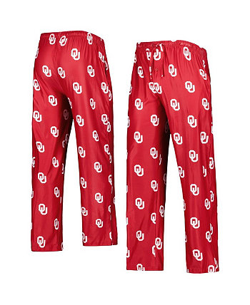 Мужские темно-красные брюки Oklahoma Sooners Logo Flagship со сплошным принтом Concepts Sport