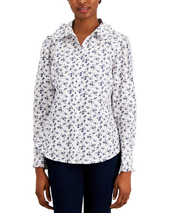 Рубашка с принтом и рюшами, созданная для Macy's Charter Club
