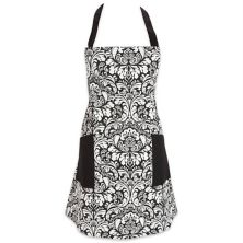 29&#34; x 37.5&#34; Black and White Damask Apron Contemporary Home Living