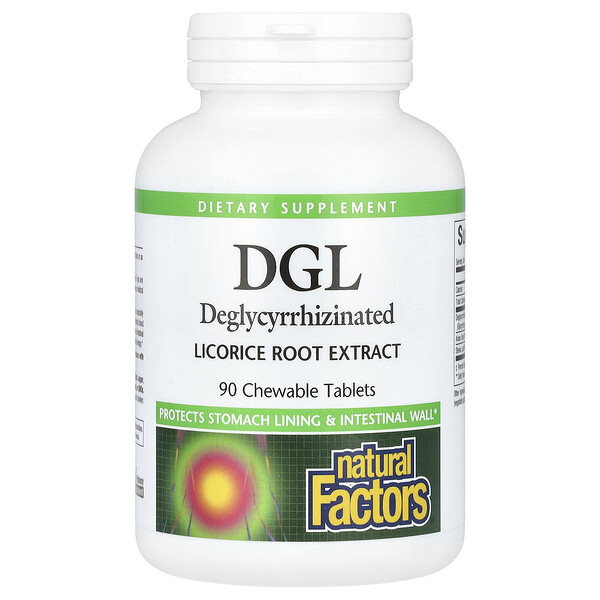 DGL, Экстракт корня солодки без глицирризина - 90 жевательных таблеток - Natural Factors Natural Factors