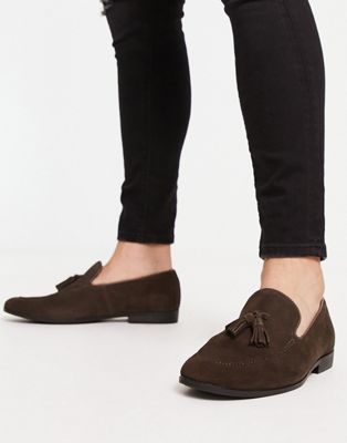 Office manage tassel loafers in Brown suede Office