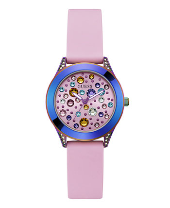 Женские аналоговые розовые силиконовые часы 34 мм GUESS