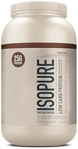 Isopure Low Carb 100% Pure Whey Isolate Protein Powder, Lactose Free, Gluten Free, With Vitamins, Chocolate, 25g Protein Per Serving, 3 Lbs, 39 Servings Isopure