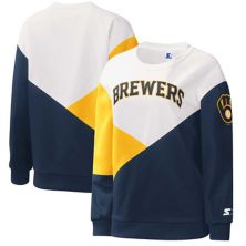 Женский стартовый белый/темно-синий пуловер с капюшоном Milwaukee Brewers, свитшот Starter