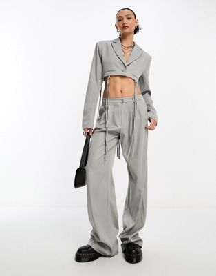 Серые свободные широкие брюки свободного кроя Kyo The Brand — часть комплекта KYO