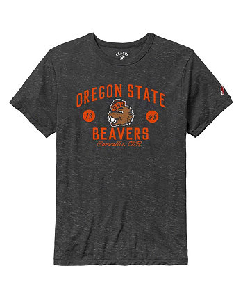 Мужская футболка цвета древесного угля с эффектом потертости Oregon State Beavers Bendy Arch Victory Falls Tri-Blend League Collegiate Wear