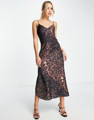 Платье миди с леопардовым принтом AllSaints Tiana Celia AllSaints
