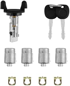 Ignition Switch Lock Cylinder & Four Door Lock Cylinders with 2 Keys, Compatible with 2001-2007 Chevy Express 1500/2500/3500, GMC Savana 1500/2500/3500, Replace#: 704600, 706591 Atracypart