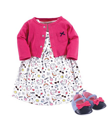 Комплект платья, кардигана и обуви для маленьких девочек Little Treasure