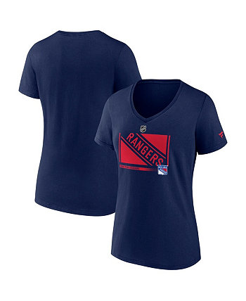Женская темно-синяя футболка с v-образным вырезом с логотипом New York Rangers Authentic Pro Core Collection Fanatics