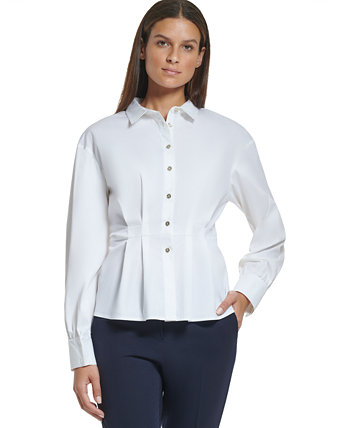 Женская структурированная рубашка с баской и талией Tommy Hilfiger