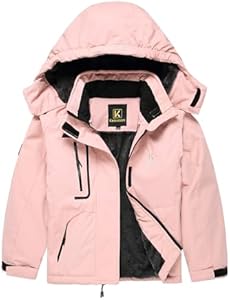 Keevoom Girl's Ski Jacket Winter Warm Thick Snow Coat Windproof Kids Outdoor Hooded Jackets Keevoom