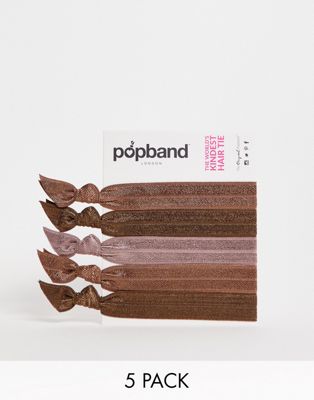 Popband Hairbands Brown 5 Pack Popband