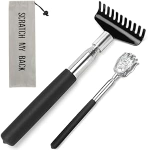 Oversized Portable Extendable Back Scratcher, Upgraded Metal Stainless Steel Telescoping Back Scratcher Tool with Canvas Carrying Bag Flanker-L