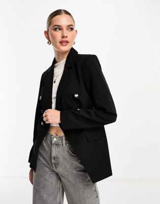 Черный двубортный пиджак в стиле милитари Miss Selfridge Miss Selfridge
