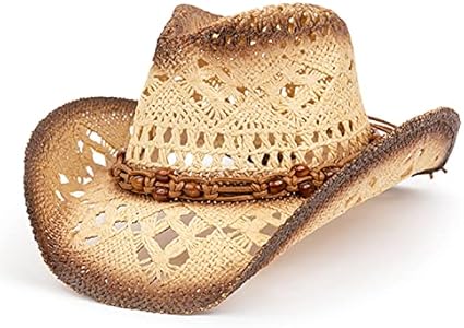 TOVOSO Straw Cowboy Hat for Women and Men with Shape-It Brim, Western Cowboy Hat TOVOSO