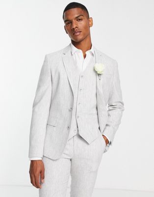 Серый саржевый костюмный пиджак из смесовой шерсти ASOS DESIGN ASOS DESIGN