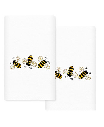 Текстиль Роскошные полотенца для рук из 100% турецкого хлопка с вышивкой Bee Dance, набор из 2 шт., 30 x 16 дюймов Linum Home