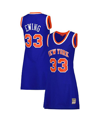 Женское синее трикотажное платье с именем и номером игрока из твердой древесины Патрика Юинга New York Knicks 1991 Mitchell & Ness