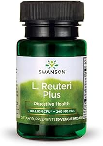 Swanson L. Reuteri Probiotic Plus w/L. Rhamnosus L. Acidophilus & FOS Prebiotic Digestive Support - Promotes Gut Health w/ 7 Billion CFU per Capsule - (30 Veggie Capsules (Капсулы на растительной основе)) Swanson