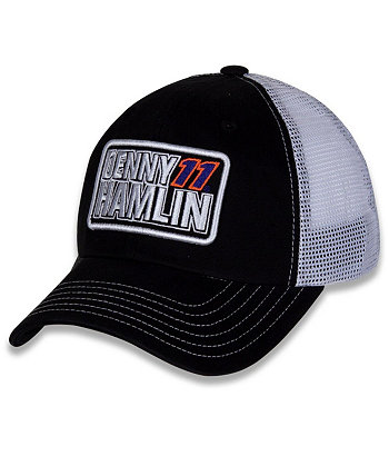 Женская черно-белая регулируемая шляпа Denny Hamlin с нашивкой с именем и номером Joe Gibbs Racing Team Collection