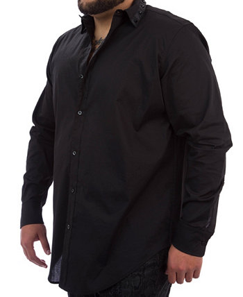 Коллекции MVP Мужская рубашка на пуговицах с большим и высоким воротником Mvp Collections By Mo Vaughn Productions