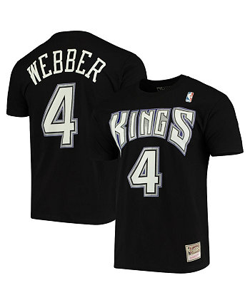 Мужская футболка Mitchell and Ness Chris Webber Black Sacramento Kings Hardwood Classics Name and Number Team Team Mitchell & Ness