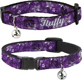 Buckle-Down Personalized Breakaway Cat Collar with Bell, Hibiscus Collage Buckle-Down