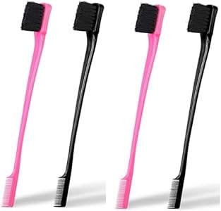 Foxi Fresh Double Sided Edge Control Hair Brush Comb Combo Pack 2 Pieces Pink and Black Soft 'N Style