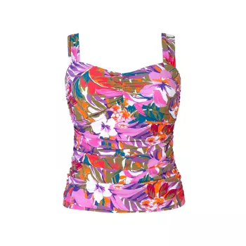 Floral Ruched Tankini Top Gottex