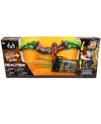 Nkok Light Up Archery Set 24.5" Green With Quiver, 25020, Arrows Can Shoot Up To 40', 3 Arrows Target, Lights Up Flashing Patterns, Officially Licensed Realtree