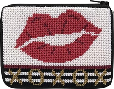 XOXO Lips Needlepoint Coin Purse Kit - Stitch & Zip Alice Peterson