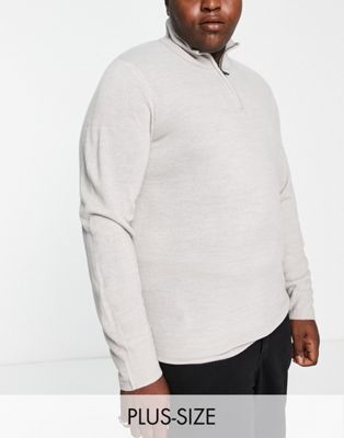 Светло-серый мягкий свитер с молнией до половины French Connection Plus French Connection