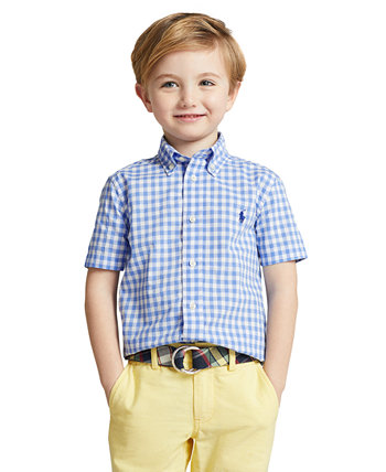 Рубашка из поплина с короткими рукавами с геометрическим рисунком для малышей и маленьких мальчиков Ralph Lauren