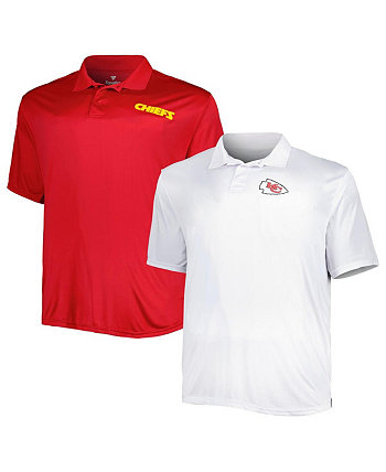 Men's Branded Red, White Kansas City Chiefs Solid Two-Pack Polo Shirt Set Fanatics